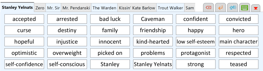 Holes - characters wordbar
