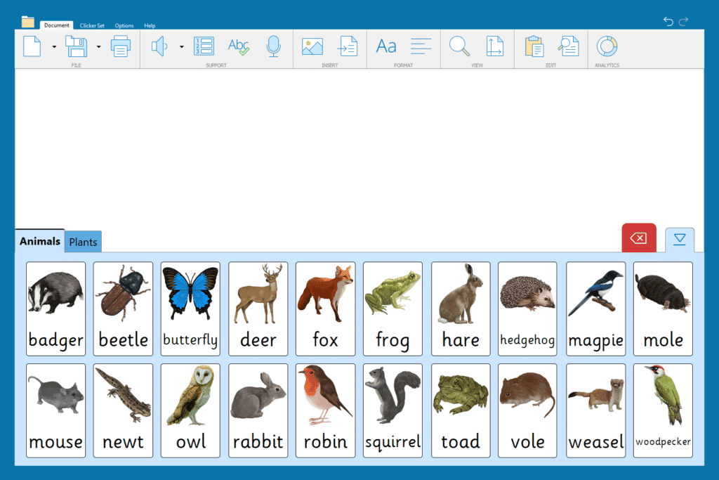 "Woodland Picture Words" Word Bank -  animal words and pictures.