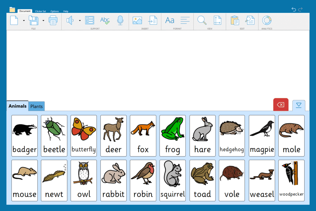 "Woodland Picture Words" Word Bank -  animal words and pictures.