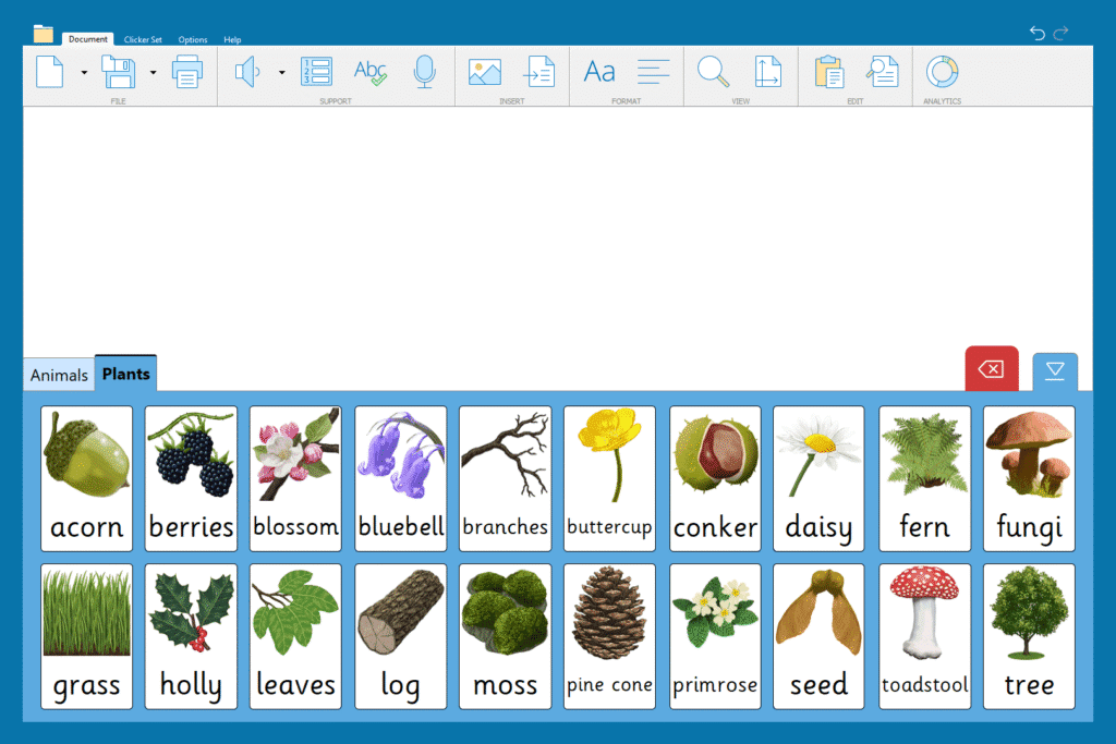 "Woodland Picture Words" Word Bank -  plant words and pictures.