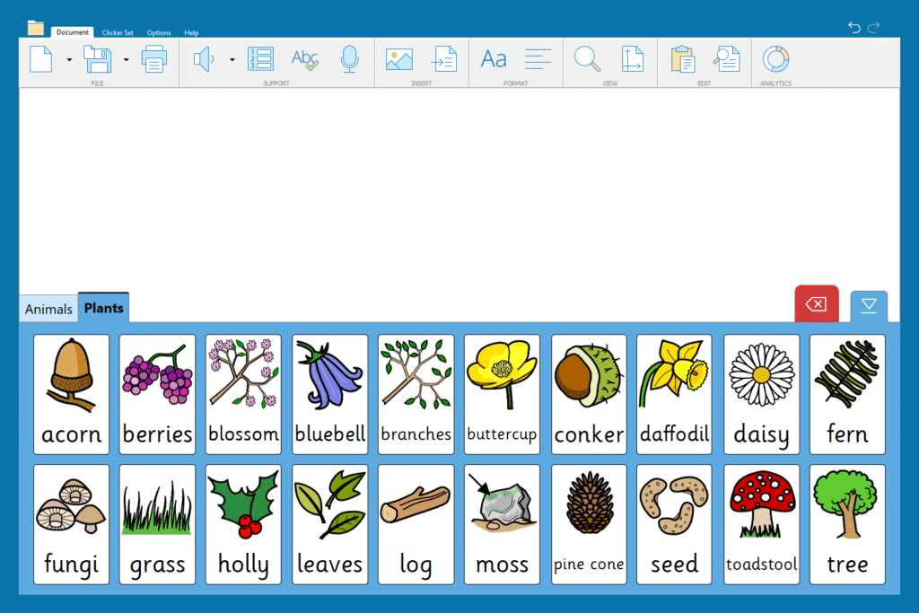 "Woodland Picture Words" Word Bank -  plant words and pictures.