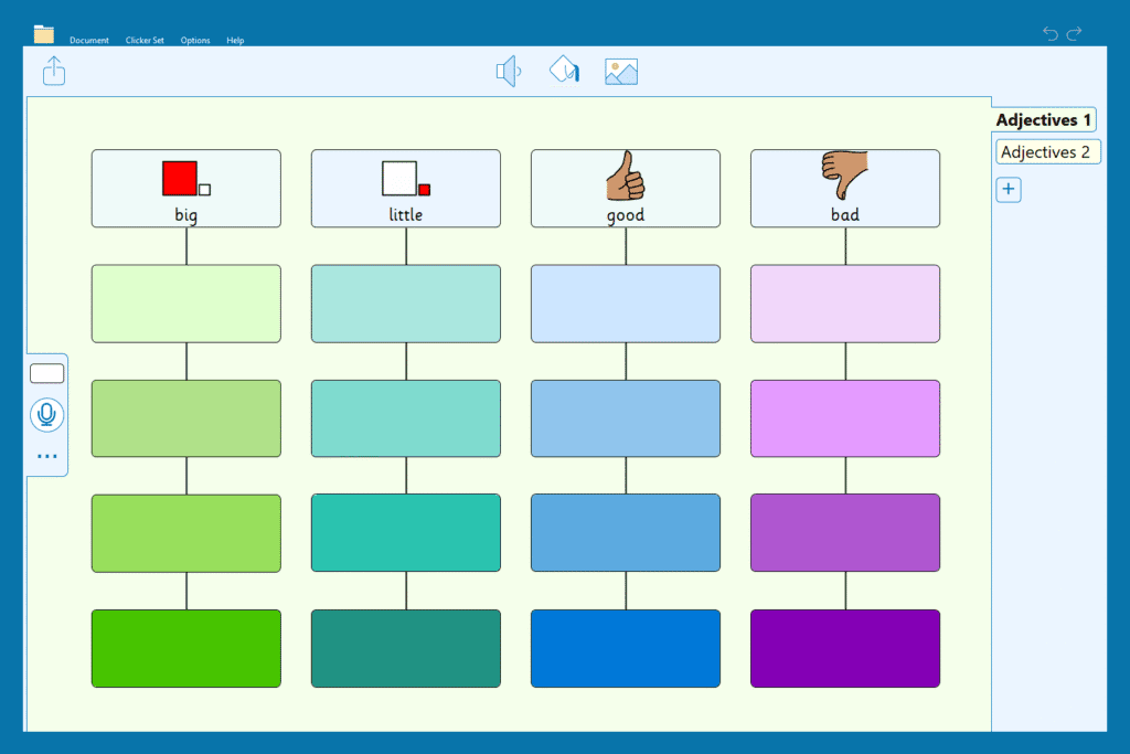 "Shades of Meaning - Adjectives" Clicker Board.