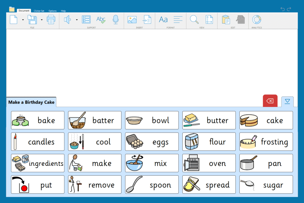 "Make a Birthday Cake - Quick Words" Word Bank.