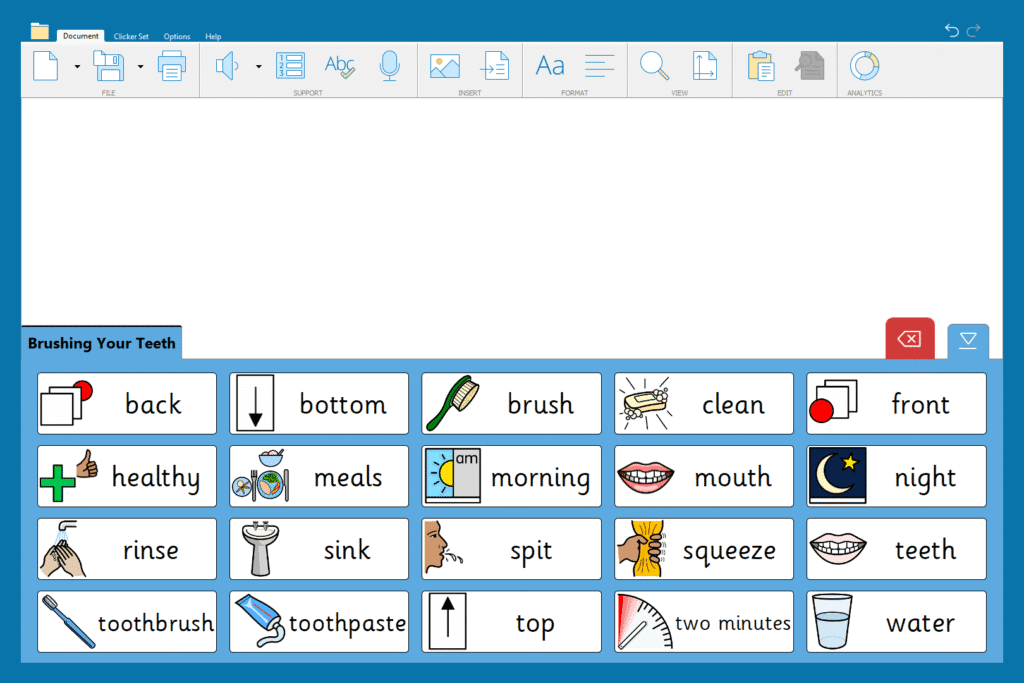 "Brushing your Teeth - Quick Words" Word Bank.