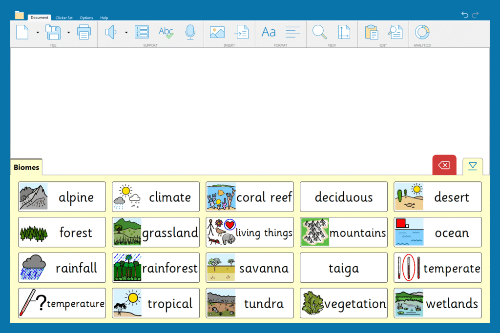 "Biomes - Quick Words" Word Bank.