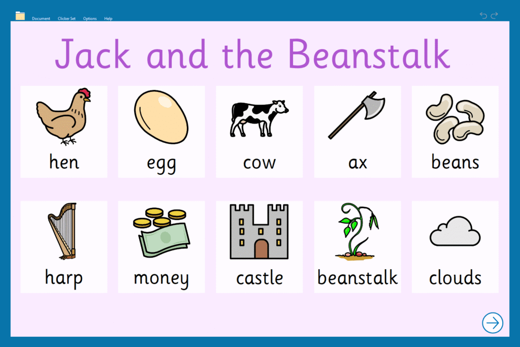 "Jack and the Beanstalk – Key Words" - Talk Set.