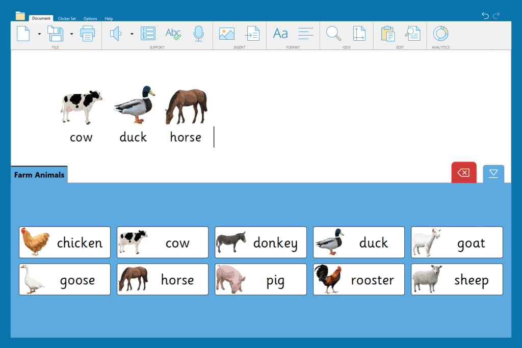 The 'Picture Words' Word Bank in use.