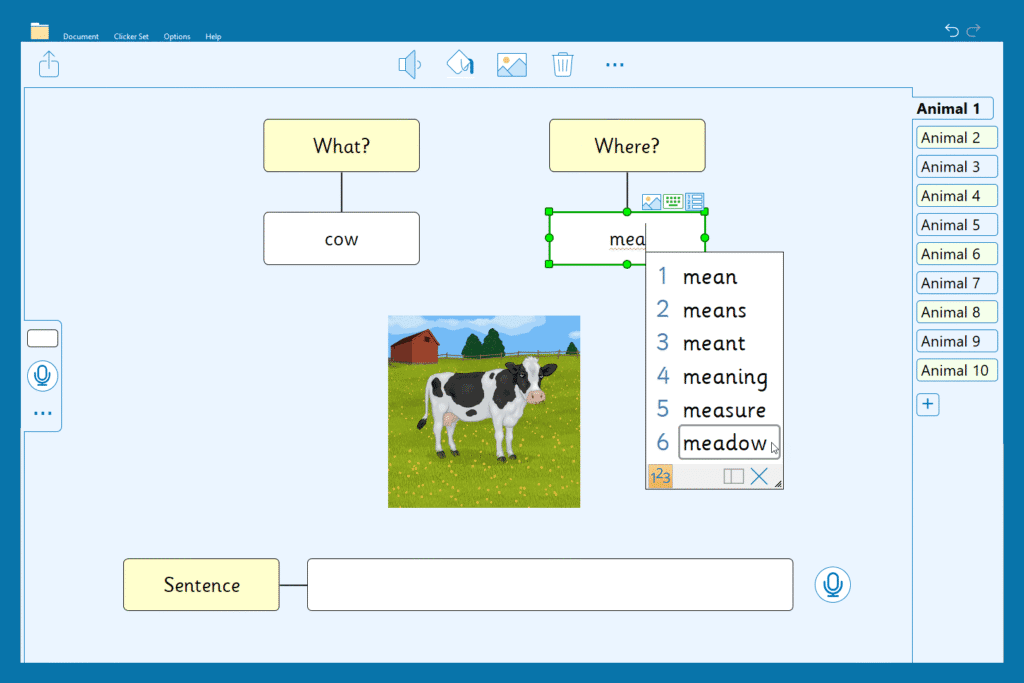 he 'Farm Animals' Clicker Board.