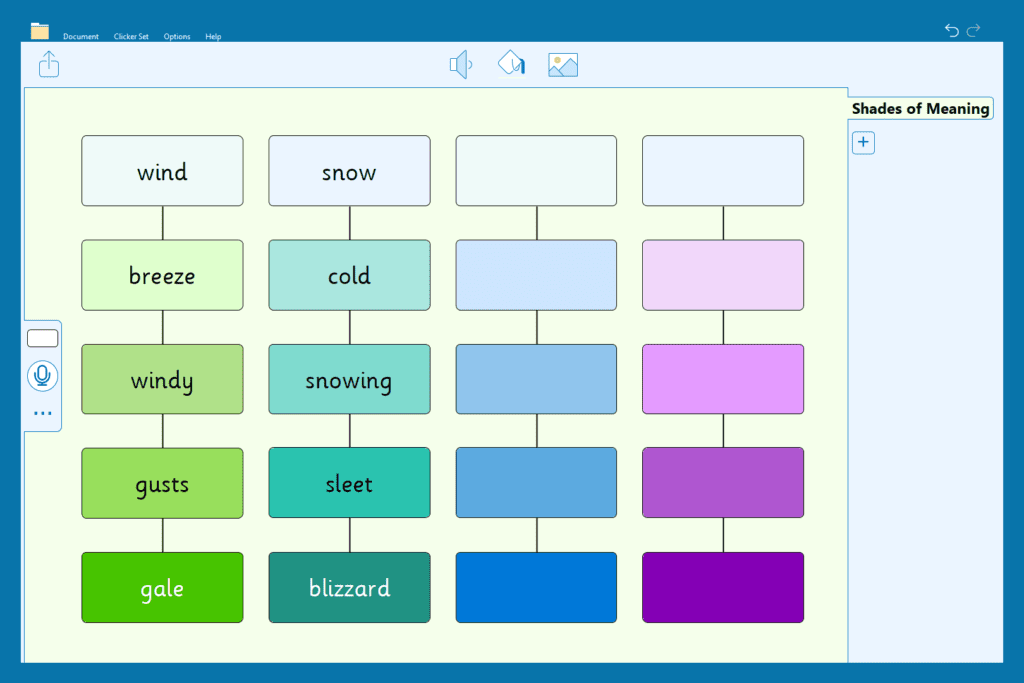 Shades of Meaning Clicker Board.